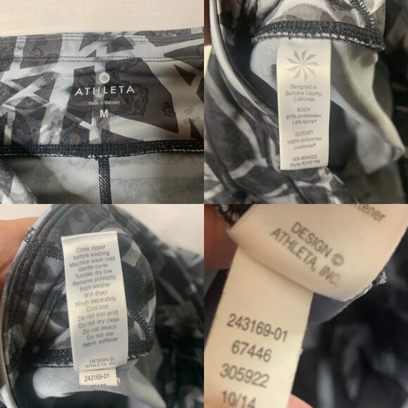 Athleta Women's Black & White Floral Geo Sonar Capri Leggings Size Medium - Picture 5 of 8